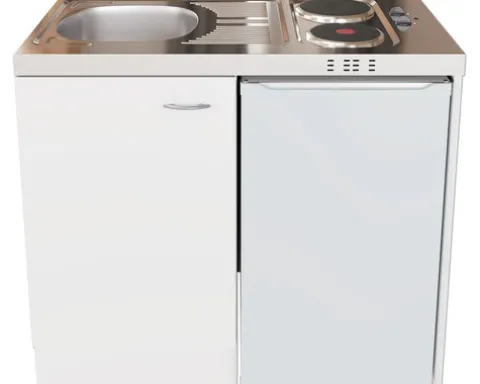 Flex Well Pantryküche Miniküche mit Geräten Wito 100 cm weiß matt zerlegt Variante reversibel