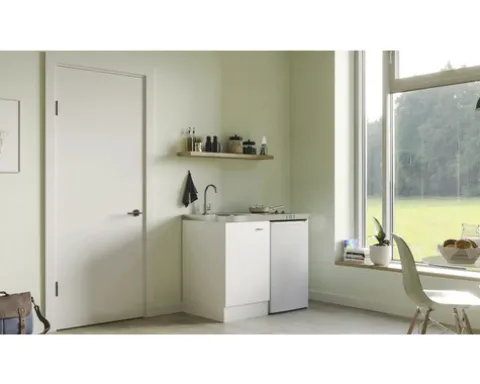 Flex Well Pantryküche Miniküche mit Geräten Wito 100 cm weiß matt zerlegt Variante reversibel