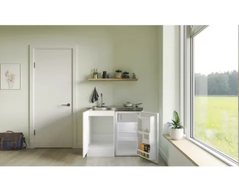 Flex Well Pantryküche Miniküche mit Geräten Wito 100 cm weiß matt zerlegt Variante reversibel