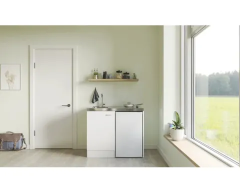 Flex Well Pantryküche Miniküche mit Geräten Wito 100 cm weiß matt zerlegt Variante reversibel