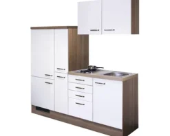 Flex Well Singleküche mit Geräten Valero 190 cm weiß hochglanz zerlegt Variante reversibel 00009898
