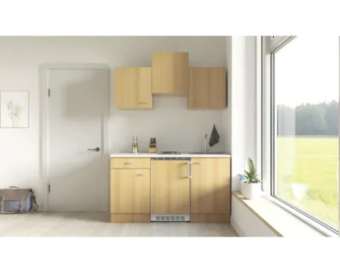 Flex Well Singleküche mit Geräten Nano 150,5 cm buche matt zerlegt Variante reversibel 00006910