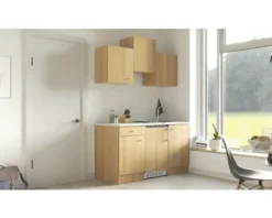 Flex Well Singleküche mit Geräten Nano 150,5 cm buche matt zerlegt Variante reversibel 00006910