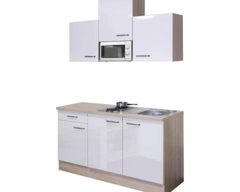 Flex Well Singleküche mit Geräten Valero 150,5 cm weiß hochglanz zerlegt Variante reversibel 00007957