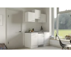 Flex Well Singleküche mit Geräten Varo 150,5 cm weiß matt zerlegt Variante reversibel 00011403