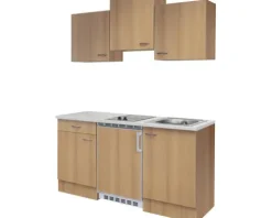 Flex Well Singleküche mit Geräten Nano 150,5 cm buche matt zerlegt Variante reversibel 00011409