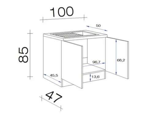 Flex Well Spülenschrank inkl Spüle Oslo BxTxH 100 x 50 x 85 cm sonoma eiche matt zerlegt Anschlag links rechts 00010872