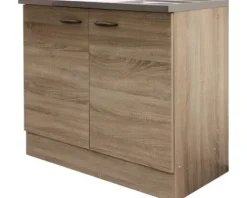 Flex Well Spülenschrank inkl Spüle Oslo BxTxH 100 x 50 x 85 cm sonoma eiche matt zerlegt Anschlag links rechts 00010872