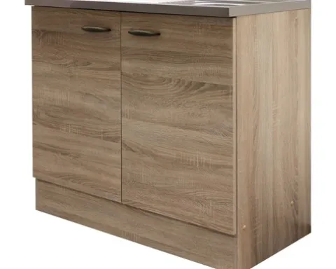 Flex Well Spülenschrank inkl Spüle Oslo BxTxH 100 x 50 x 85 cm sonoma eiche matt zerlegt Anschlag links rechts 00010872