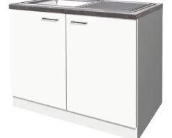 Flex Well Spülenschrank inkl Spüle Lucca BxTxH 100 x 60 x 85 cm weiß matt zerlegt 00010741