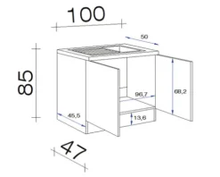 Flex Well Spülenschrank inkl Spüle Speed BxTxH 100 x 50 x 85 cm weiß matt zerlegt 6838