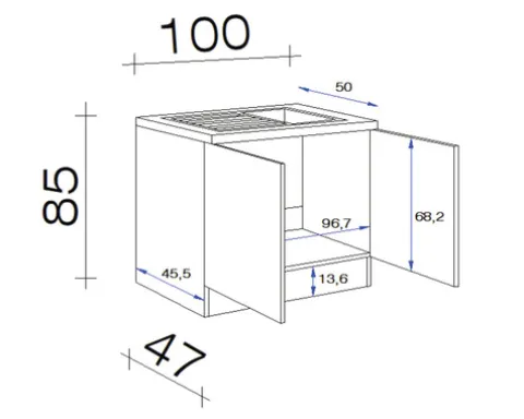 Flex Well Spülenschrank inkl Spüle Speed BxTxH 100 x 50 x 85 cm weiß matt zerlegt 6838