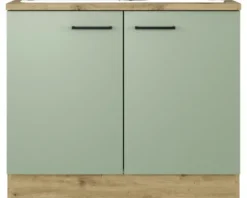 Flex Well Spülenschrank inkl Spüle Cara BxTxH 100 x 60 x 85 cm grün matt zerlegt 00012476