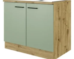 Flex Well Spülenschrank inkl Spüle Cara BxTxH 100 x 60 x 85 cm grün matt zerlegt 00012476