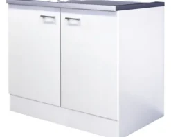 Flex Well Spülenschrank inkl Spüle Lucca BxTxH 100 x 60 x 85 cm weiß matt zerlegt 00012093