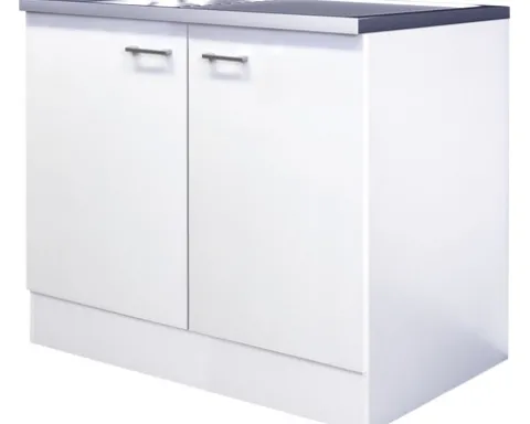 Flex Well Spülenschrank inkl Spüle Lucca BxTxH 100 x 60 x 85 cm weiß matt zerlegt 00012093