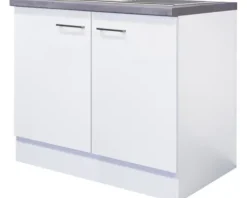 Flex Well Spülenschrank inkl Spüle Varo BxTxH 100 x 60 x 86 cm weiß matt zerlegt Anschlag reversibel 00010979