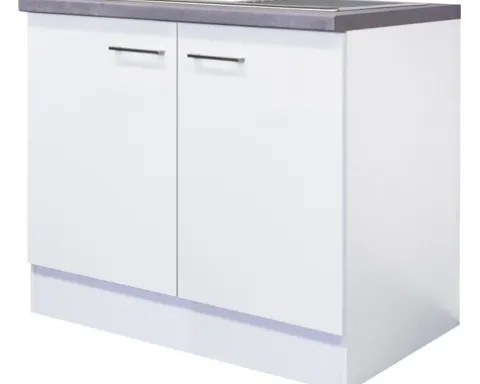 Flex Well Spülenschrank inkl Spüle Varo BxTxH 100 x 60 x 86 cm weiß matt zerlegt Anschlag reversibel 00010979