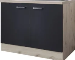 Flex Well Spülenschrank inkl Spüle Santo BxTxH 100 x 60 x 86 cm anthrazit matt zerlegt 00011022