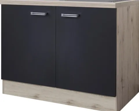 Flex Well Spülenschrank inkl Spüle Santo BxTxH 100 x 60 x 86 cm anthrazit matt zerlegt 00011022