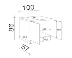 Flex Well Unterschrank mit Drehtür Valero BxTxH 100 x 60 x 86 cm weiß hochglanz zerlegt Anschlag links rechts 00007827
