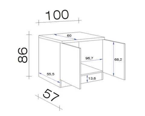 Flex Well Unterschrank mit Drehtür Valero BxTxH 100 x 60 x 86 cm weiß hochglanz zerlegt Anschlag links rechts 00007827