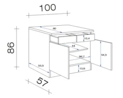 Flex Well Unterschrank mit Schublade und Drehtür Santo BxTxH 100 x 60 x 86 cm anthrazit matt zerlegt Anschlag links rechts 00011020