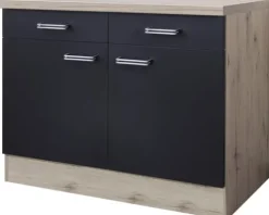 Flex Well Unterschrank mit Schublade und Drehtür Santo BxTxH 100 x 60 x 86 cm anthrazit matt zerlegt Anschlag links rechts 00011020