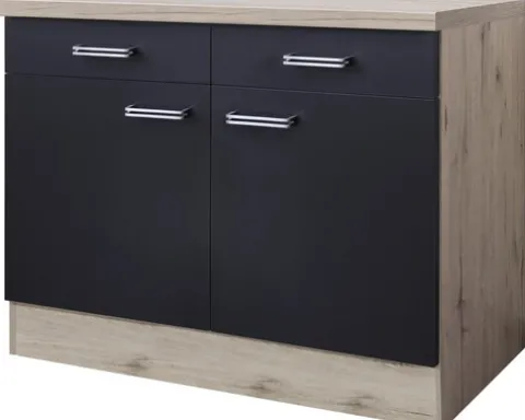 Flex Well Unterschrank mit Schublade und Drehtür Santo BxTxH 100 x 60 x 86 cm anthrazit matt zerlegt Anschlag links rechts 00011020