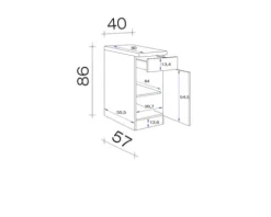 Flex Well Unterschrank mit Schublade und Drehtür Varo BxTxH 40 x 60 x 86 cm weiß matt zerlegt Anschlag reversibel 00010974