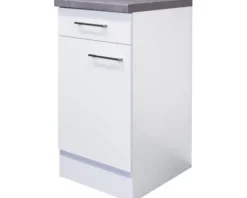 Flex Well Unterschrank mit Schublade und Drehtür Varo BxTxH 40 x 60 x 86 cm weiß matt zerlegt Anschlag reversibel 00010974