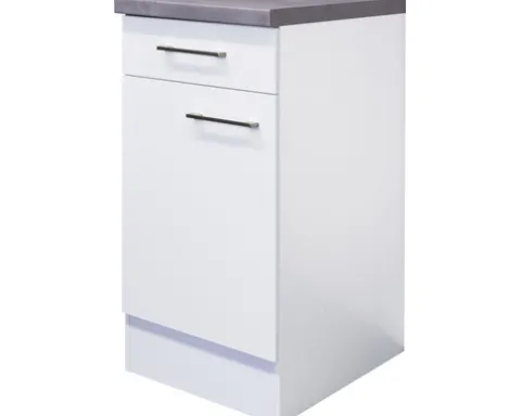 Flex Well Unterschrank mit Schublade und Drehtür Varo BxTxH 40 x 60 x 86 cm weiß matt zerlegt Anschlag reversibel 00010974