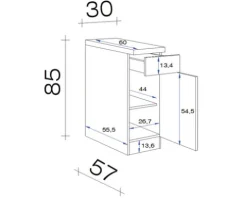Flex Well Unterschrank mit Schublade und Drehtür Vintea BxTxH 30 x 60 x 85 cm magnolienweiss matt zerlegt Anschlag reversibel 00011640