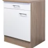 Flex Well Unterschrank mit Schublade und Drehtür Samoa BxTxH 60 x 60 x 85 cm weiß matt zerlegt Anschlag reversibel 00007533