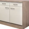 Flex Well Unterschrank mit Schublade und Drehtür Nepal BxTxH 100 x 60 x 86 cm kaschmir glänzend zerlegt Anschlag links rechts 00007554