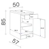 Flex Well Unterschrank mit Schublade und Drehtür Lucca BxTxH 50 x 60 x 85 cm weiß matt zerlegt Anschlag reversibel 00010752
