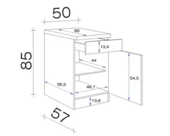Flex Well Unterschrank mit Schublade und Drehtür Lucca BxTxH 50 x 60 x 85 cm weiß matt zerlegt Anschlag reversibel 00010752