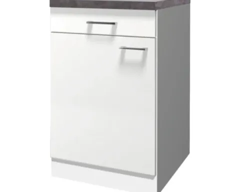 Flex Well Unterschrank mit Schublade und Drehtür Lucca BxTxH 50 x 60 x 85 cm weiß matt zerlegt Anschlag reversibel 00010752