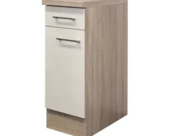 Flex Well Unterschrank mit Schublade und Drehtür Nepal BxTxH 30 x 60 x 86 cm kaschmir glänzend zerlegt Anschlag reversibel 00007548