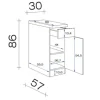 Flex Well Unterschrank mit Schublade und Drehtür Valero BxTxH 30 x 60 x 86 cm weiß hochglanz zerlegt Anschlag reversibel 00007821