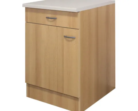 Flex Well Unterschrank mit Schublade und Drehtür Nano BxTxH 60 x 60 x 85 cm buche matt zerlegt Anschlag reversibel 00006881