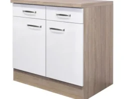 Flex Well Unterschrank mit Schublade und Drehtür Valero BxTxH 80 x 60 x 86 cm weiß hochglanz zerlegt Anschlag links rechts 00007825