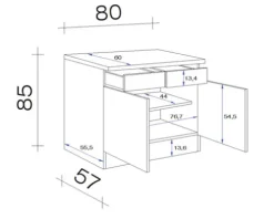 Flex Well Unterschrank mit Schublade und Drehtür Wito BxTxH 80 x 60 x 85 cm weiß matt zerlegt Anschlag links rechts 00006934