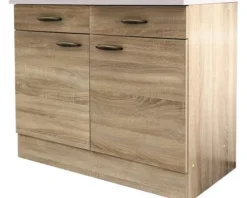 Flex Well Unterschrank mit Schublade und Drehtür Oslo BxTxH 100 x 50 x 85 cm sonoma eiche matt zerlegt Anschlag links rechts 00010513