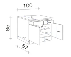Flex Well Unterschrank mit Schublade und Drehtür Lucca BxTxH 100 x 60 x 85 cm weiß matt zerlegt Anschlag links rechts 00010751