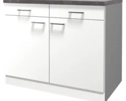 Flex Well Unterschrank mit Schublade und Drehtür Lucca BxTxH 100 x 60 x 85 cm weiß matt zerlegt Anschlag links rechts 00010751