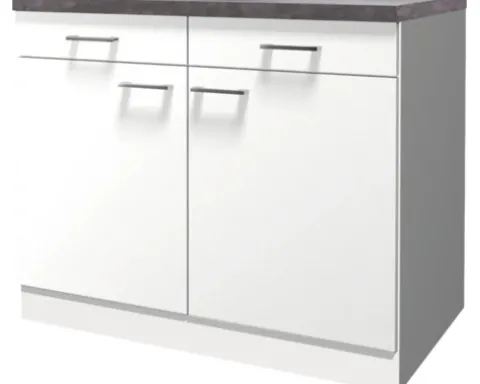 Flex Well Unterschrank mit Schublade und Drehtür Lucca BxTxH 100 x 60 x 85 cm weiß matt zerlegt Anschlag links rechts 00010751