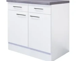 Flex Well Unterschrank mit Schublade und Drehtür Varo BxTxH 80 x 60 x 86 cm weiß matt zerlegt Anschlag links rechts 00010983