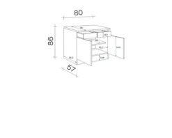 Flex Well Unterschrank mit Schublade und Drehtür Varo BxTxH 80 x 60 x 86 cm weiß matt zerlegt Anschlag links rechts 00010983