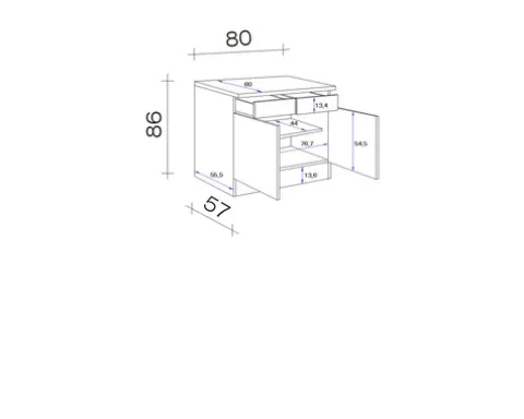 Flex Well Unterschrank mit Schublade und Drehtür Varo BxTxH 80 x 60 x 86 cm weiß matt zerlegt Anschlag links rechts 00010983